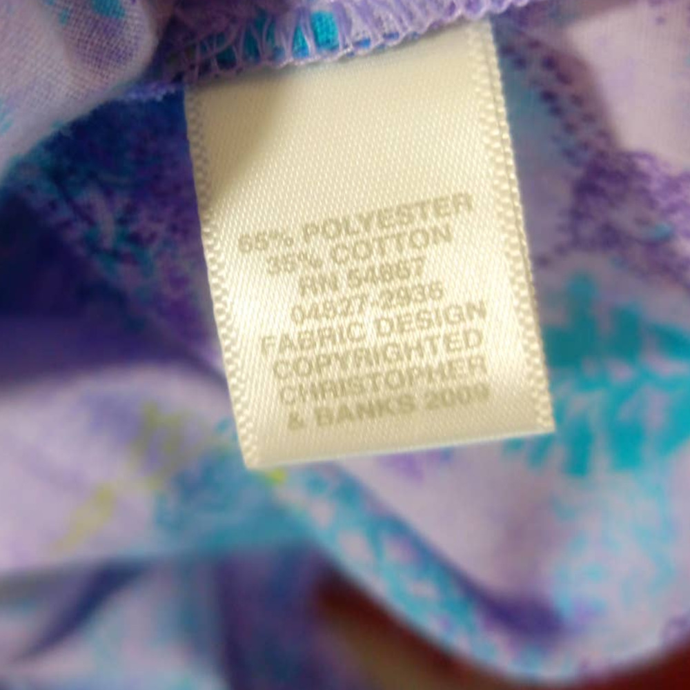 Christopher & Banks Women Size M Purple Blue Boho 3/4 Sleeve Button Up Top - Picture 7 of 7